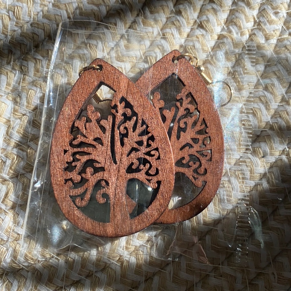 Wooden Tree of Life Earrings